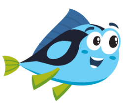 Finny the fish, swim with me Mascot